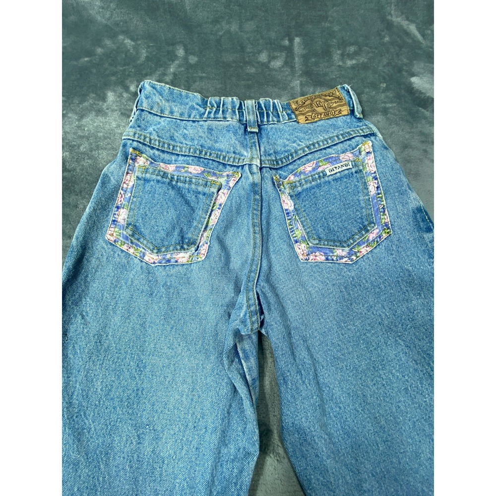 Vintage EJ Gitano Jeans Women 12 Blue Floral High Rise Y2K Denim Patchwork Cinch